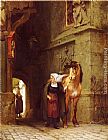 Leading the Horse from Stable by Frederick Arthur Bridgman